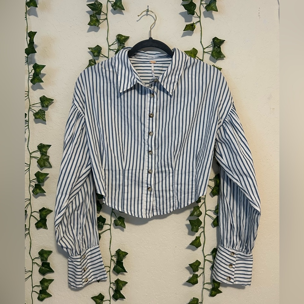 FREE PEOPLE Striped Button Down Top